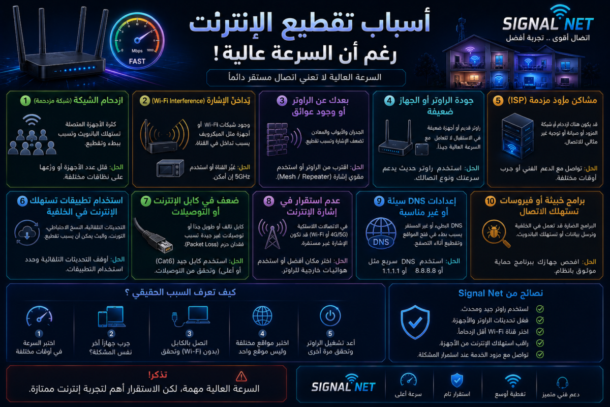 تقطيع الإنترنت رغم أن السرعة عالية