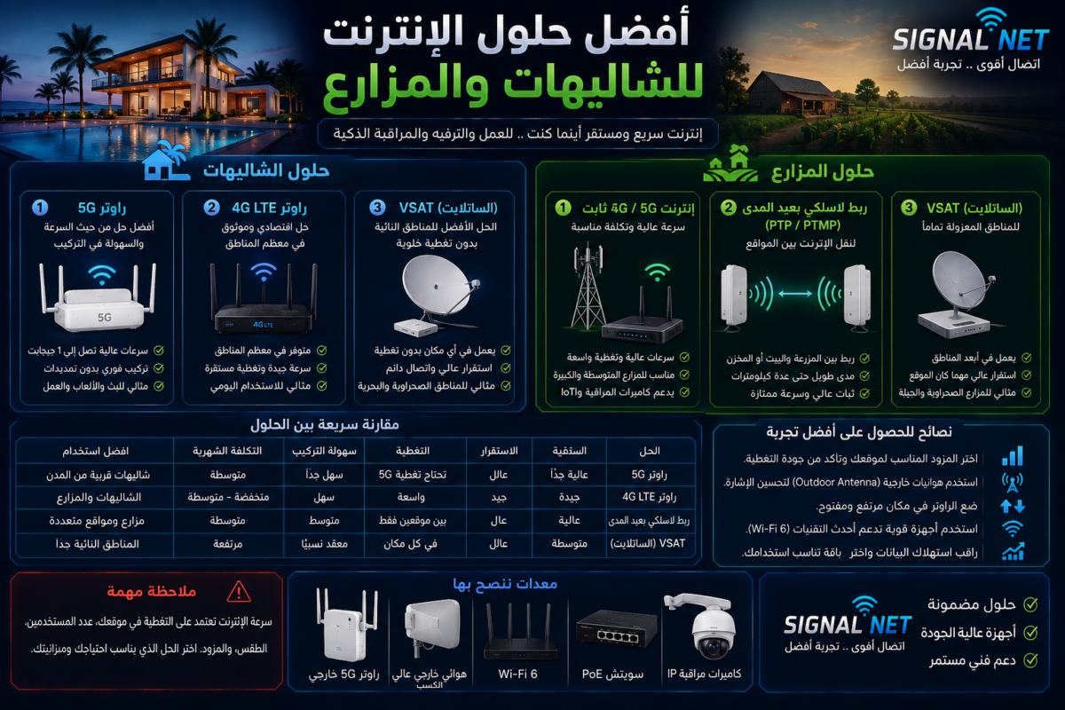 حلول الإنترنت للشاليهات والمزارع
