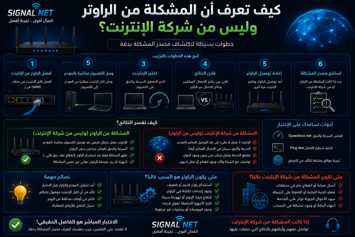 المشكلة من الراوتر أم شركة الإنترنت
