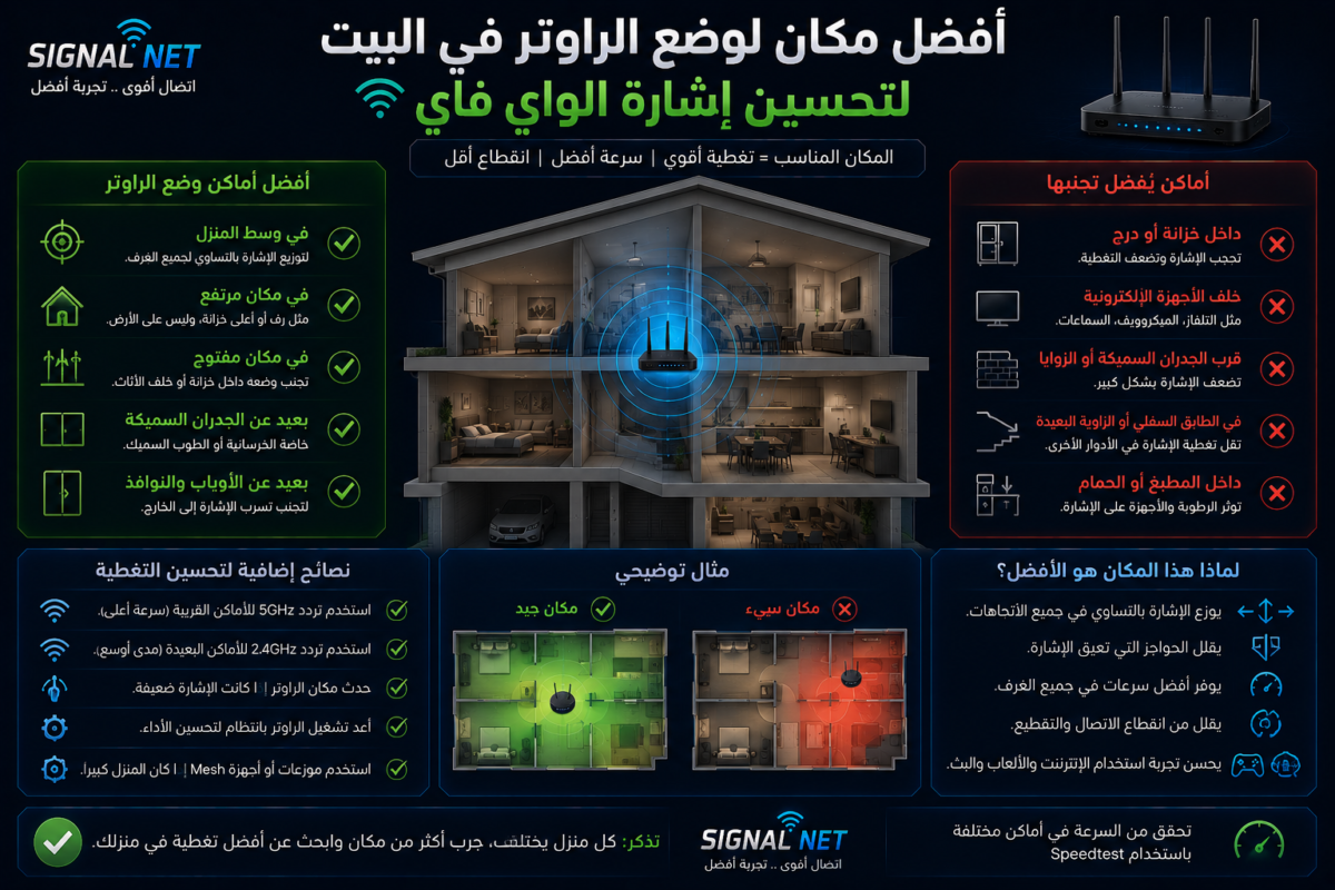 أفضل مكان لوضع الراوتر