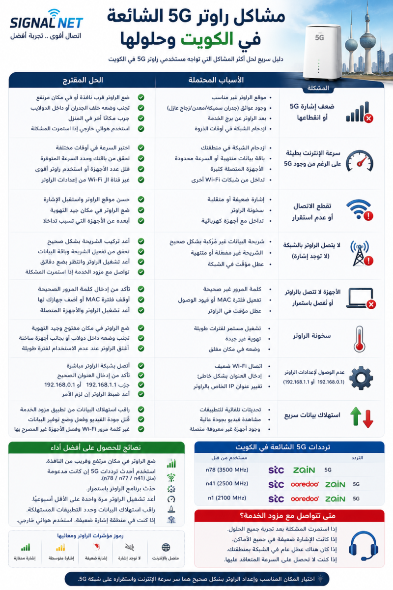 مشاكل راوتر 5G في الكويت