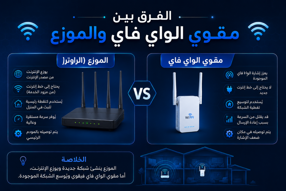 الفرق بين مقوي الواي فاي والموزع