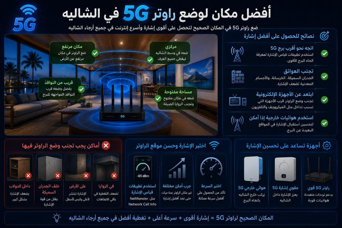 أفضل مكان لراوتر 5G في الشاليه