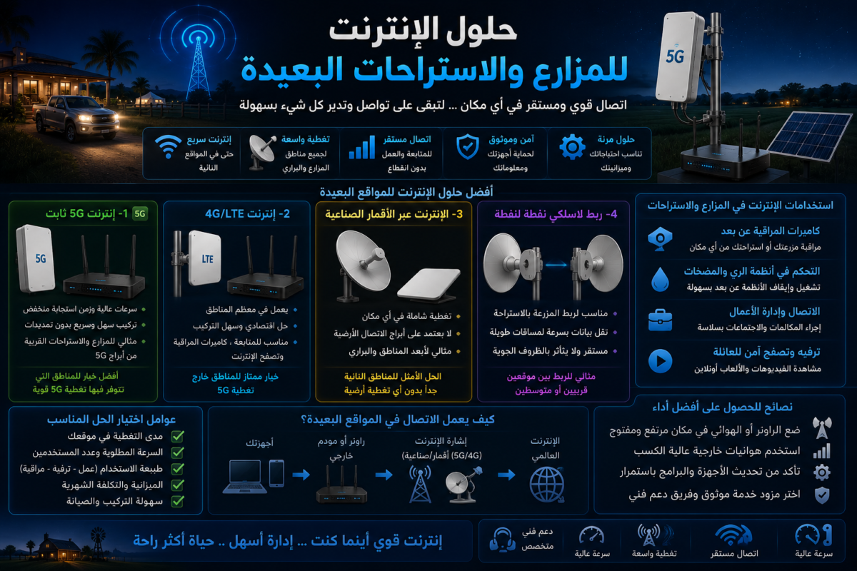 حلول الإنترنت للمزارع والاستراحات البعيدة