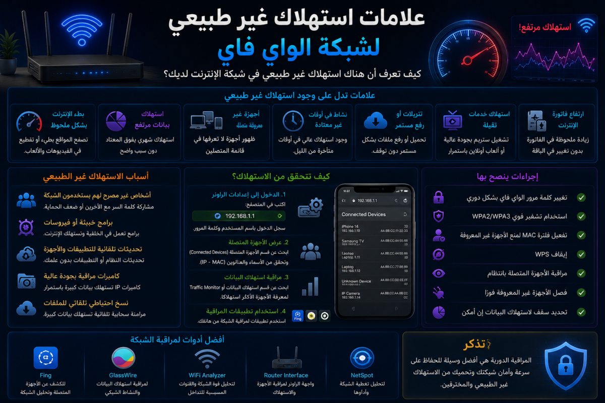 علامات استهلاك غير طبيعي للواي فاي