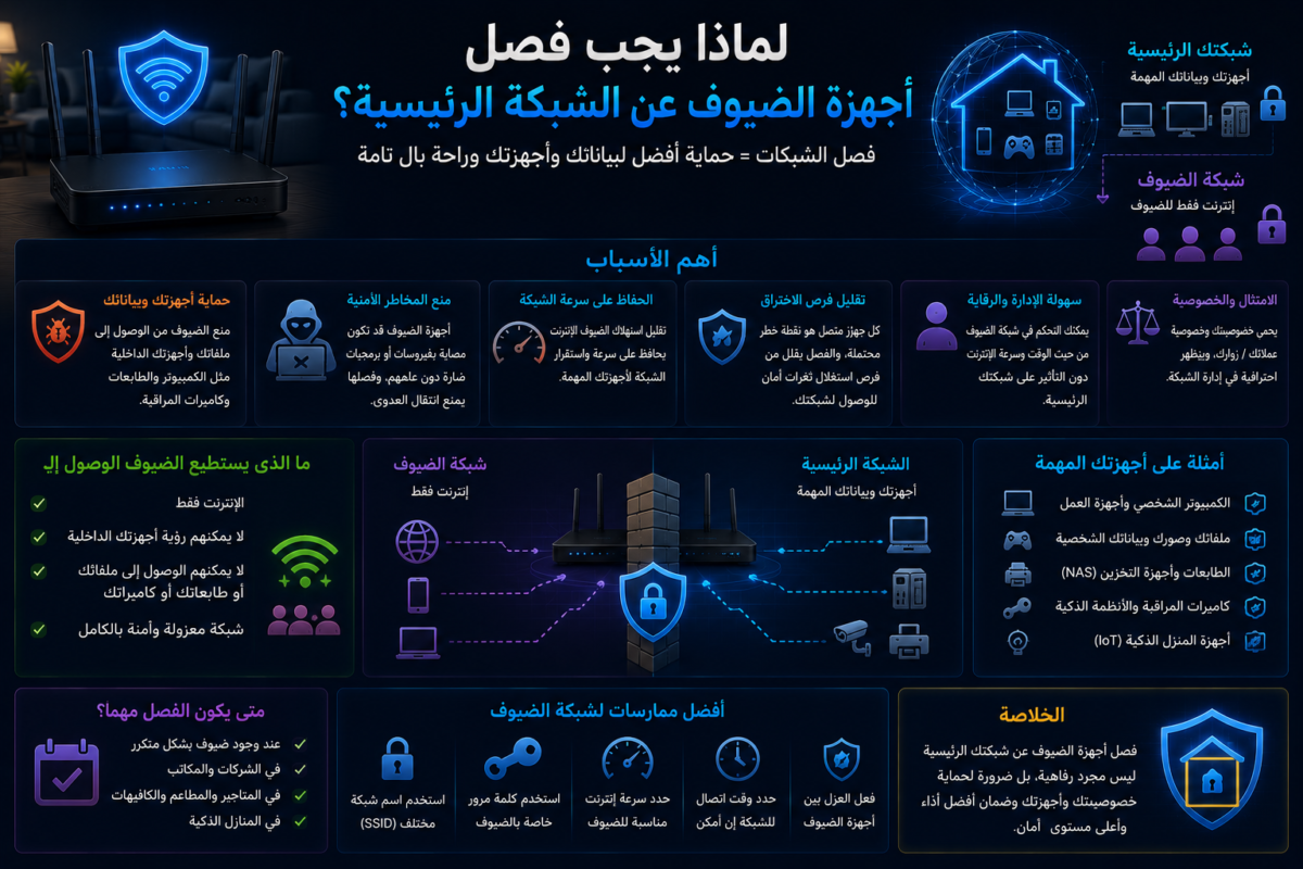 فصل أجهزة الضيوف عن الشبكة الرئيسية