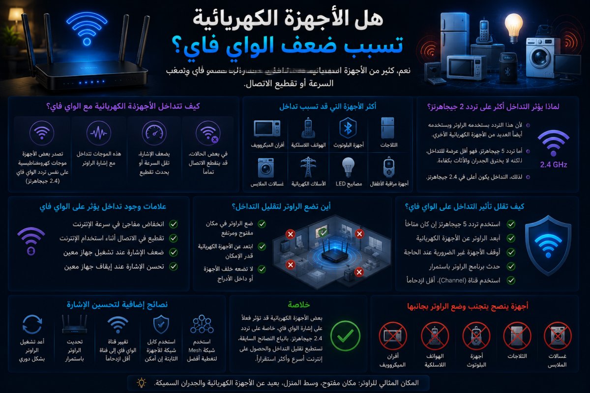 الأجهزة الكهربائية تسبب ضعف الواي فاي