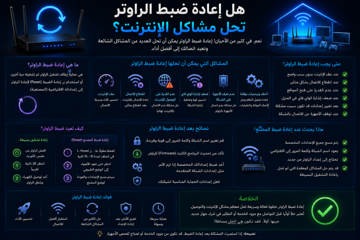 هل إعادة ضبط الراوتر تحل مشاكل الإنترنت؟