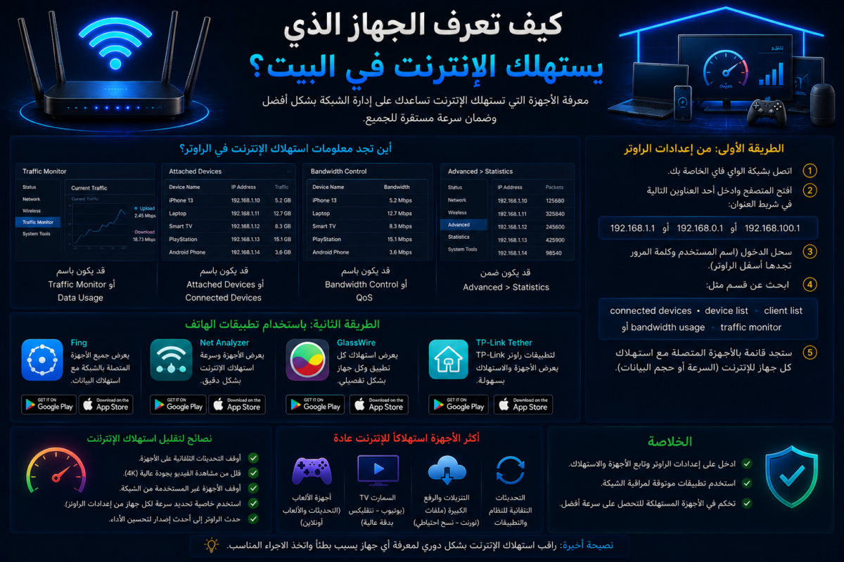 كيف تعرف الجهاز الذي يستهلك الإنترنت في البيت؟