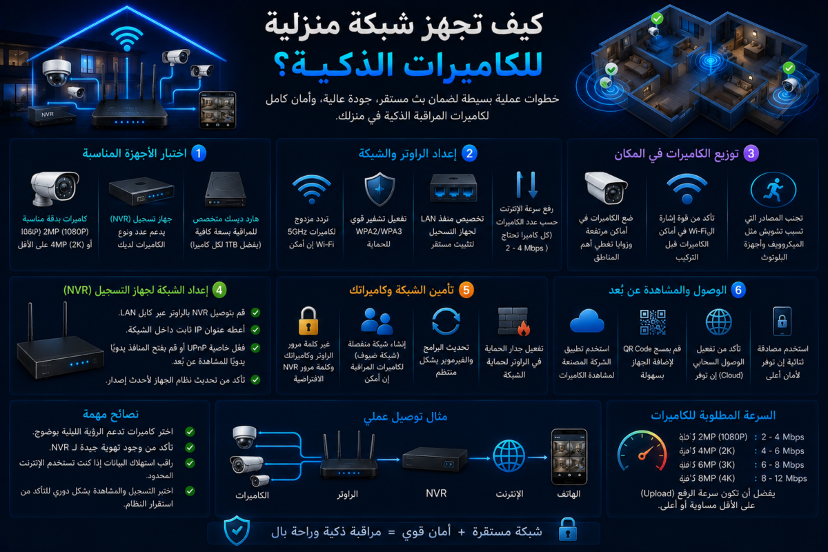 كيف تجهز شبكة منزلية للكاميرات الذكية؟
