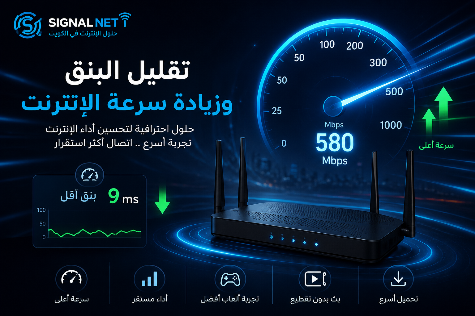 تقليل البنق وزيادة سرعة الإنترنت من Signal Net