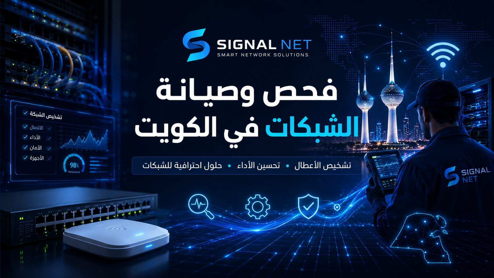 فحص وصيانة الشبكات في الكويت من Signal Net