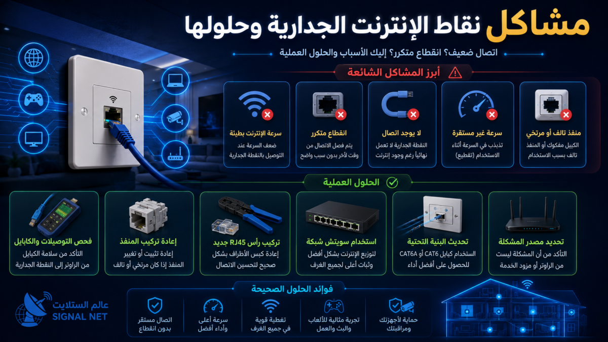 مشاكل نقاط الإنترنت الجدارية