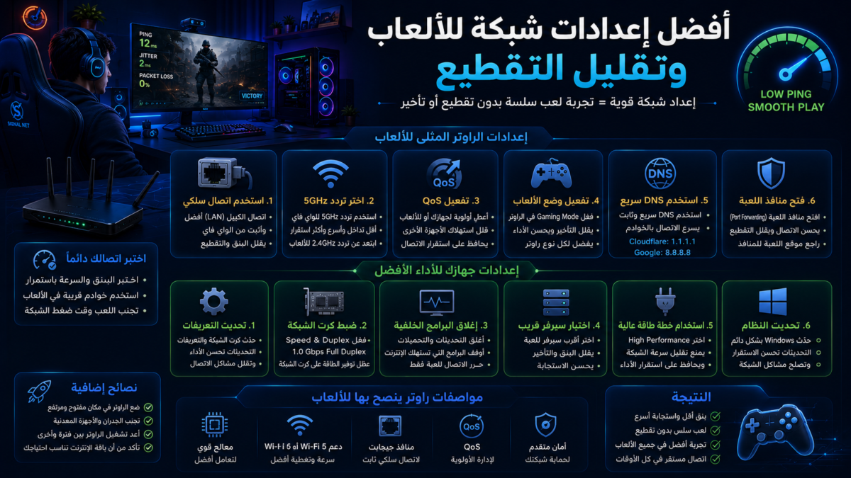 أفضل إعدادات شبكة للألعاب وتقليل التقطيع