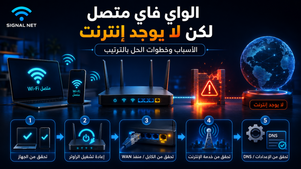 الواي فاي متصل لكن لا يوجد إنترنت